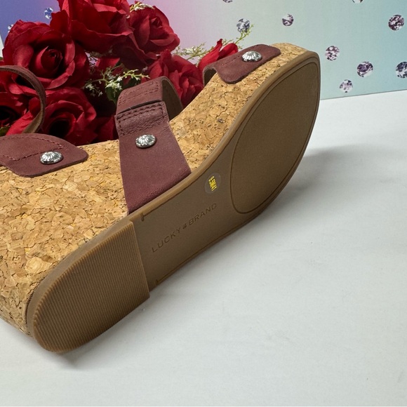 SALE VALENTINA CORK LEATHER WEDGES - Picture 7 of 8